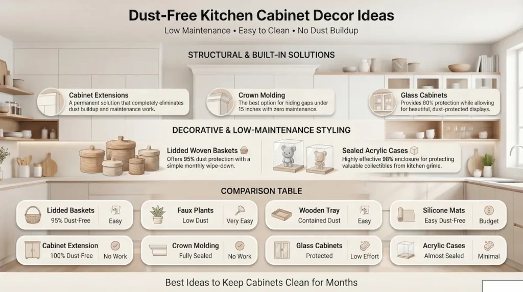 Dust Free Decor Ideas Above Kitchen Cabinets (No Cleaning for Months)
