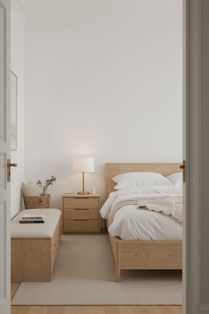 Functional furniture setup for a small minimalist bedroom