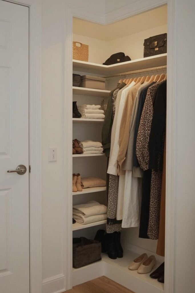 Small Bedroom Closet Organization Ideas Using Corners Efficiently