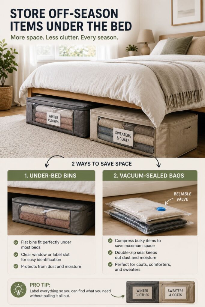 under bed storage bins for off season clothing and blankets