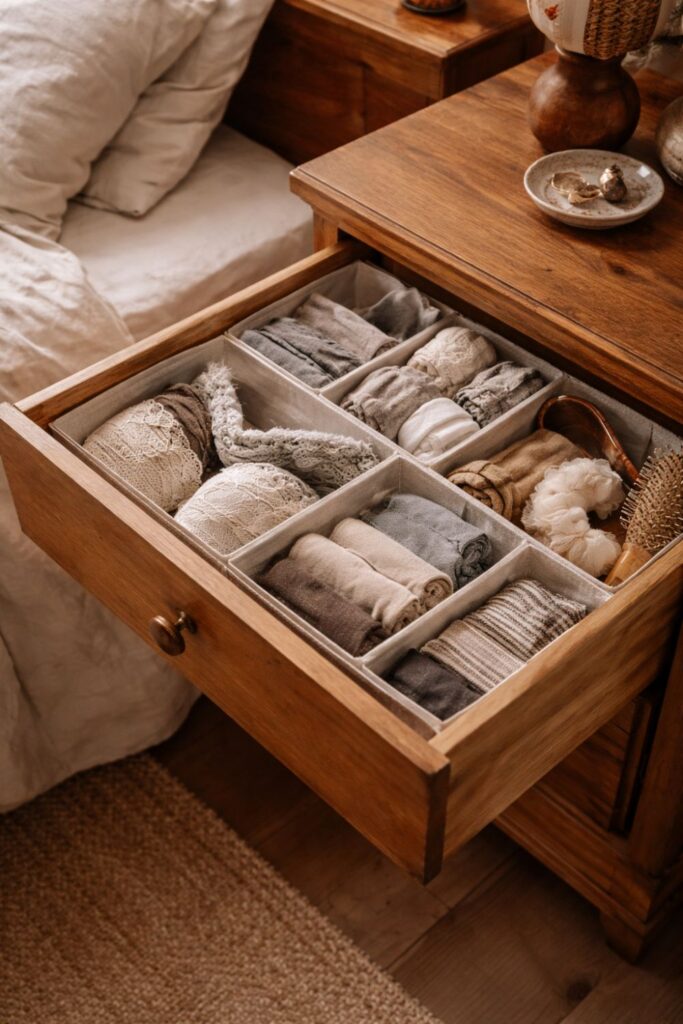 drawer dividers organizing socks underwear and accessories in small bedroom